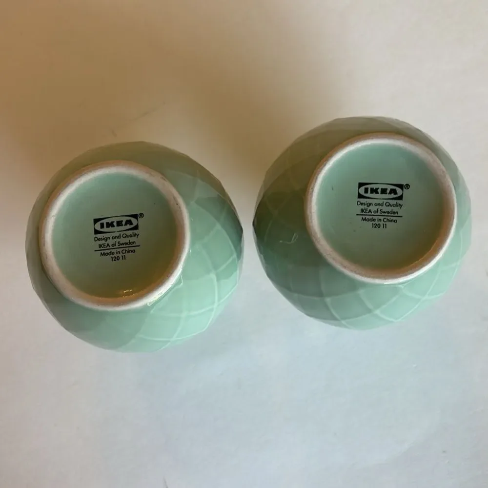 IKEA Celadon Green Ceramic Bud Vase Set of 2 Vases 4”